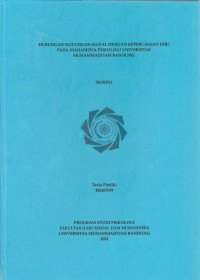 Image of HUBUNGAN DUKUNGAN SOSIAL DENGAN KEPERCAYAAN DIRI PADA MAHASISWA PSIKOLOGI UNIVERSITAS MUHAMMADIYAH BANDUNG