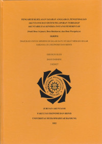 Image of PENGARUH KEJELASAN SASARAN ANGGARAN PENGENDALIAN AKUNTANSI DAN SISTEM PELAPORAN TERHADAP AKUNTABILITAS KINERJA INSTANSI PEMERINTAH (Studi Desa Arjasari Desa Batukarut Dan Desa Wargaluyu)
