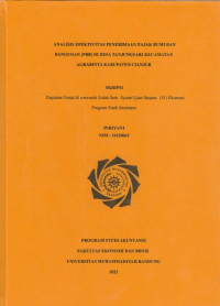 Image of ANALISIS EFEKTIVITAS PENERIMAAN PAJAK BUMI DAN BANGUNAN (PBB) DI DESA TANJUNGSARI KECAMATAN AGRABINTA KABUPATEN CIANJUR