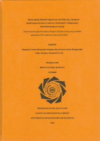Image of PENGARUH PROFITABILITAS, LEVERAGE, UKURAN PERUSAHAAN DAN CAPITAL INTENSITY TERHADAP PENGHINDARAN PAJAK