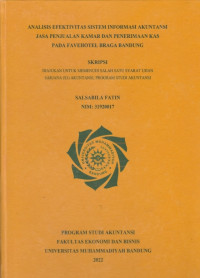 Image of ANALISIS EFEKTIVITAS SISTEM INFORMASI AKUNTANSI JASA PENJUALAN KAMAR DAN PENERIMAAN KAS PADA FAVEHOTEL BRAGA BANDUNG