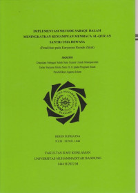Image of IMPLEMENTASI METODE SABAQU DALAM MENINGKATKAN KEMAMPUAN MEMBACA AL QUR'AN SANTRI USIA DEWASA (Penelitian Pada Karyawan Rumah Zakat)