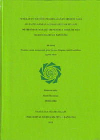Image of PENERAPAN METODE PEMBELAJARAN DISKUSI PADA MATA PELAJARAN AQIDAH AKHLAK DALAM MEMBENTUK KARAKTER PESERTA DIDIK DI MTS MUHAMMADIYAH BANDUNG