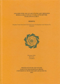 Image of ANALISIS PERLAKUAN AKUNTANSI ASET BIOLOGIS BERDASARKAN IPSAS 27 PADA UPTD BPPTDK MARGAWATI GARUT