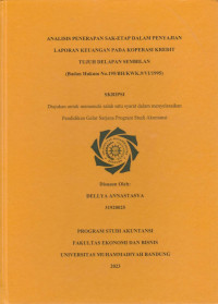 Image of ANALISIS PENERAPAN SAK-ETAP DALAM PENYAJIAN LAPORAN KEUANGAN PADA KOPERASI KREDIT TUJUH DELAPAN SEMBILAN (Badan Hukum No. 195/BH/KWK.9/VI/1995)
