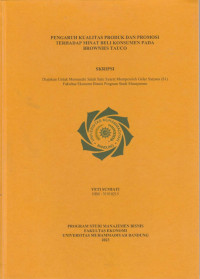 Image of PENGARUH KUALITAS PRODUK DAN PROMOSI TERHADAP MINAT BELI KONSUMEN PADA BROWNIES TAUCO