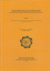 Image of PENGARUH PROMOSI PENJUALAN DAN KEBIJAKAN HARGA TERHADAP KEPUTUSAN PEMBELIAN SUSU FORMULA SGM (Studi Pada Orang Tua Anggota Masyarakat Di Posyandu Kenanga Gumuruh)