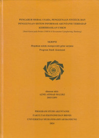 Image of PENGARUH MODAL USAHA, PENGGUNAAN FINTECH, DAN PENGGUNAAN SISTEM INFORMASI AKUNTANSI TERHADAP KEBERHASILAN UMKM