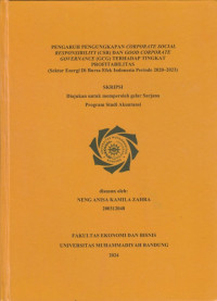 Image of PENGARUH PENGUNGKAPAN CORPORATE SOCIAL RESPONSIBILITY (CSR) DAN GOOD CORPORATE GOVERNANCE (GCG) TERHADAP TINGKAT PROFITABILITAS